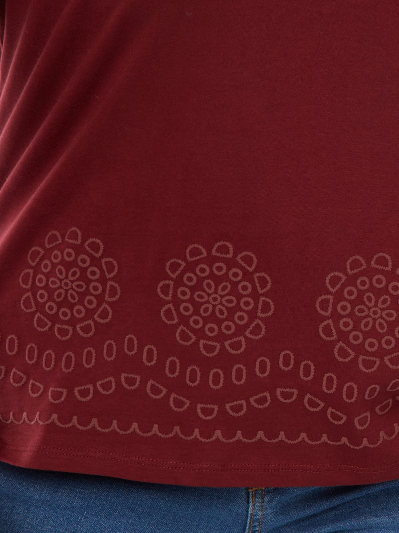 Jersey T-shirt met borduursel Rood - Kiabi