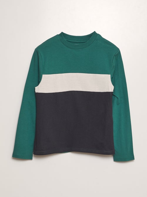 Jersey T-shirt met colorblock - Kiabi