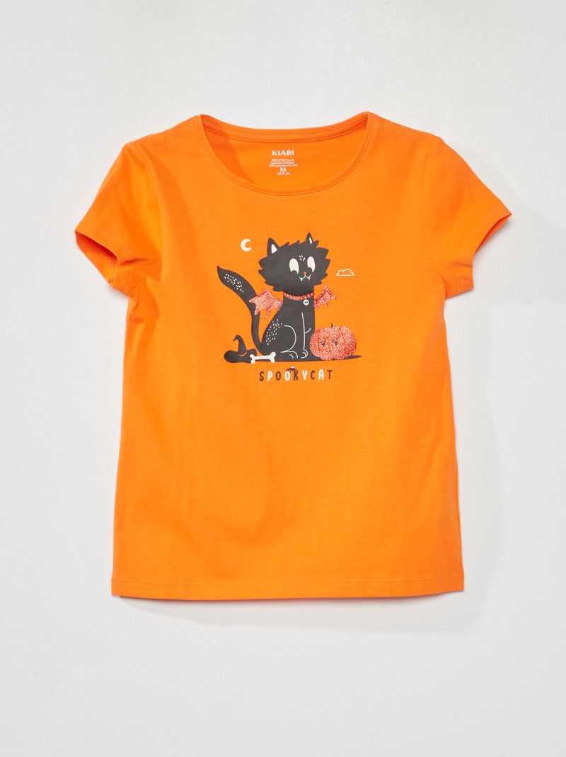 Jersey T-shirt met korte mouw - Halloween ORANJE - Kiabi