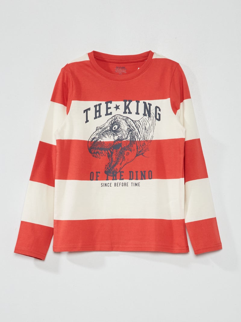 Jersey T-shirt met lange mouw ROOD - Kiabi