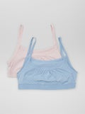 Jersey top met smalle bandjes - Setje van 2 BLAUW - Kiabi