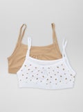 Jersey top met smalle bandjes - Setje van 2 WIT - Kiabi