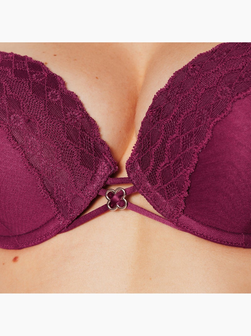Jess beha ampliforme push-up bruin/rood Bordeaux - Kiabi