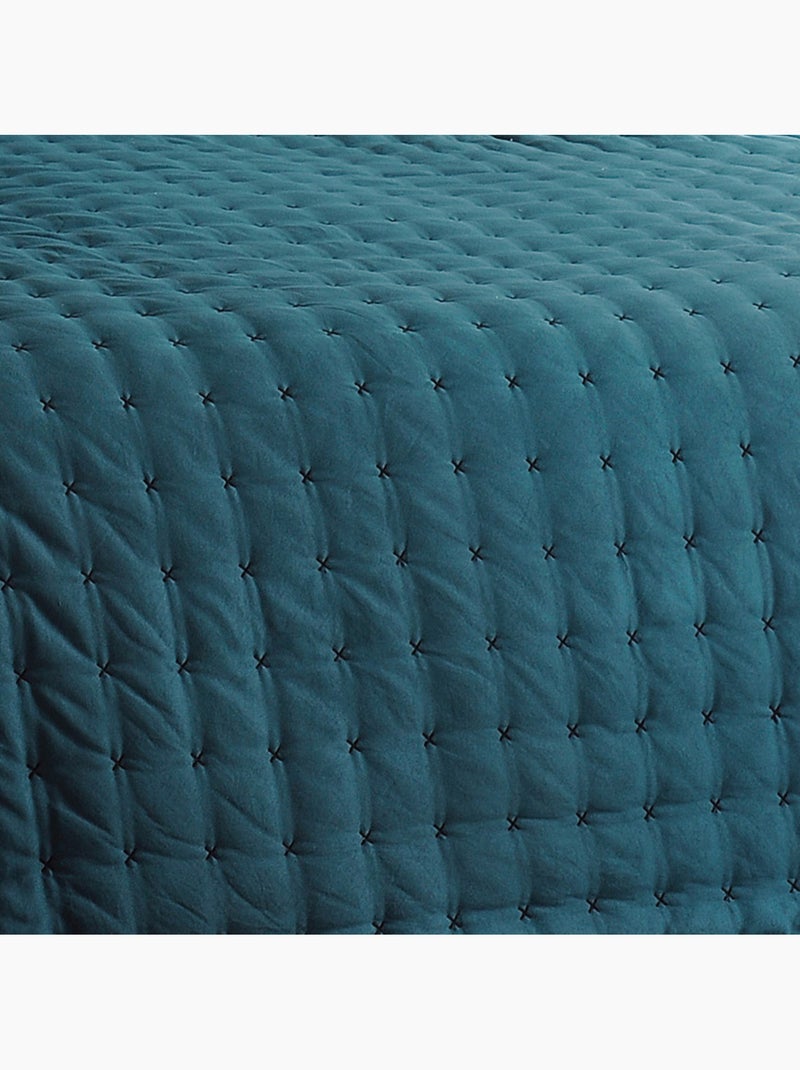 Jeté de lit matelassé et uni Bleu - Kiabi