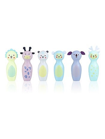 Jeu de bowling en bois enfant animaux pastels mamabrum
