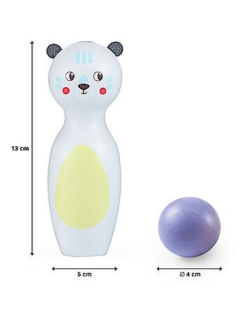 Jeu de bowling en bois enfant animaux pastels mamabrum
