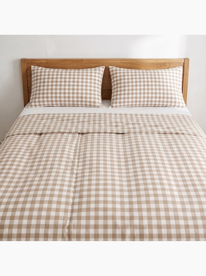 Jeu de draps 100% coton avec taie(s) d’oreiller, carreaux vichy - gamusi. Beige - Kiabi