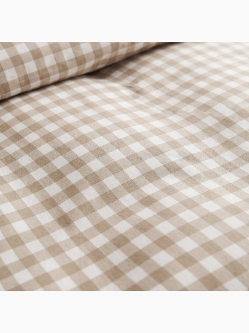 Jeu de draps 100% coton avec taie(s) d’oreiller, carreaux vichy - gamusi. Beige - Kiabi