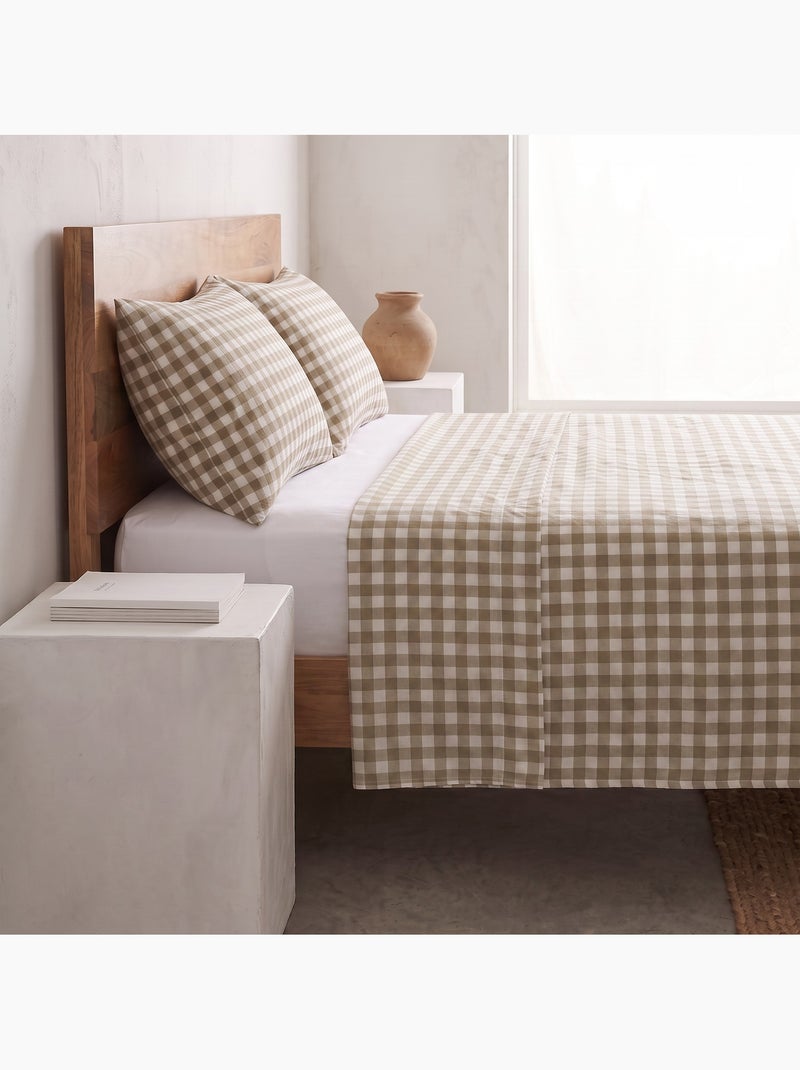 Jeu de draps 100% coton avec taie(s) d’oreiller, carreaux vichy - gamusi. Vert - Kiabi