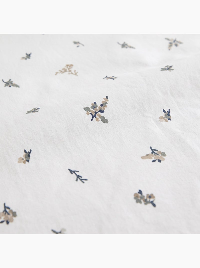 Jeu de draps 100% coton avec taie(s) d’oreiller, motif floral - gamusi. Bleu Beige - Kiabi