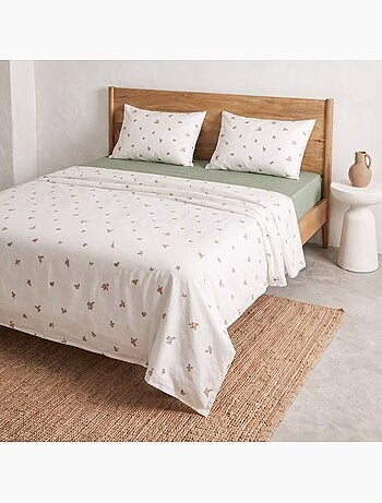 Jeu de draps 100% coton avec taie(s) d’oreiller, motif floral - gamusi.