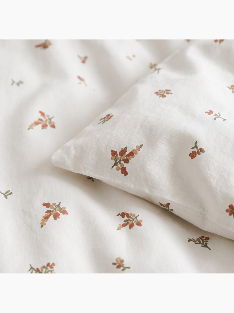 Jeu de draps 100% coton avec taie(s) d’oreiller, motif floral - gamusi. Vert Sauge - Kiabi