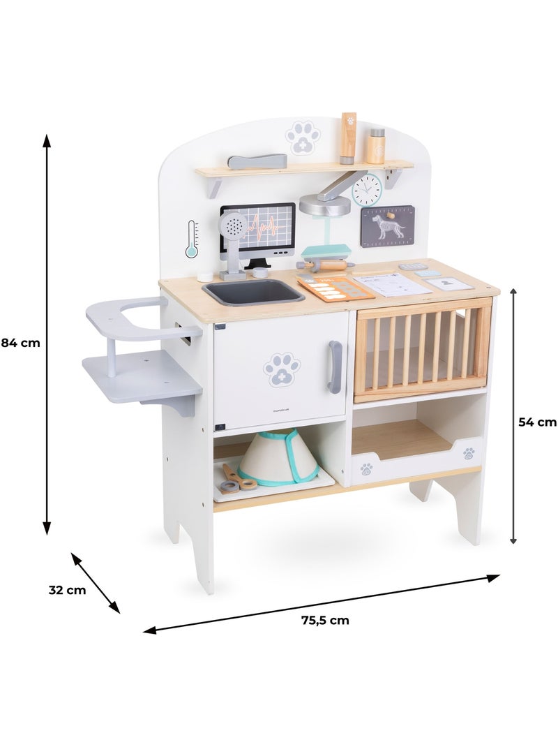 Jeu d'imitation en bois - hôpital, clinique vétérinaire, kit médecin, créatif Blanc Beige - Kiabi