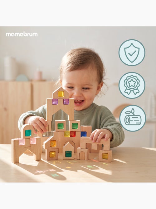 Jeux de construction sensory houten bouwset stad 40 stuks mamabrum - Kiabi Jeux de construction sensory houten bouwset stad 40 stuks mamabrum - Kiabi