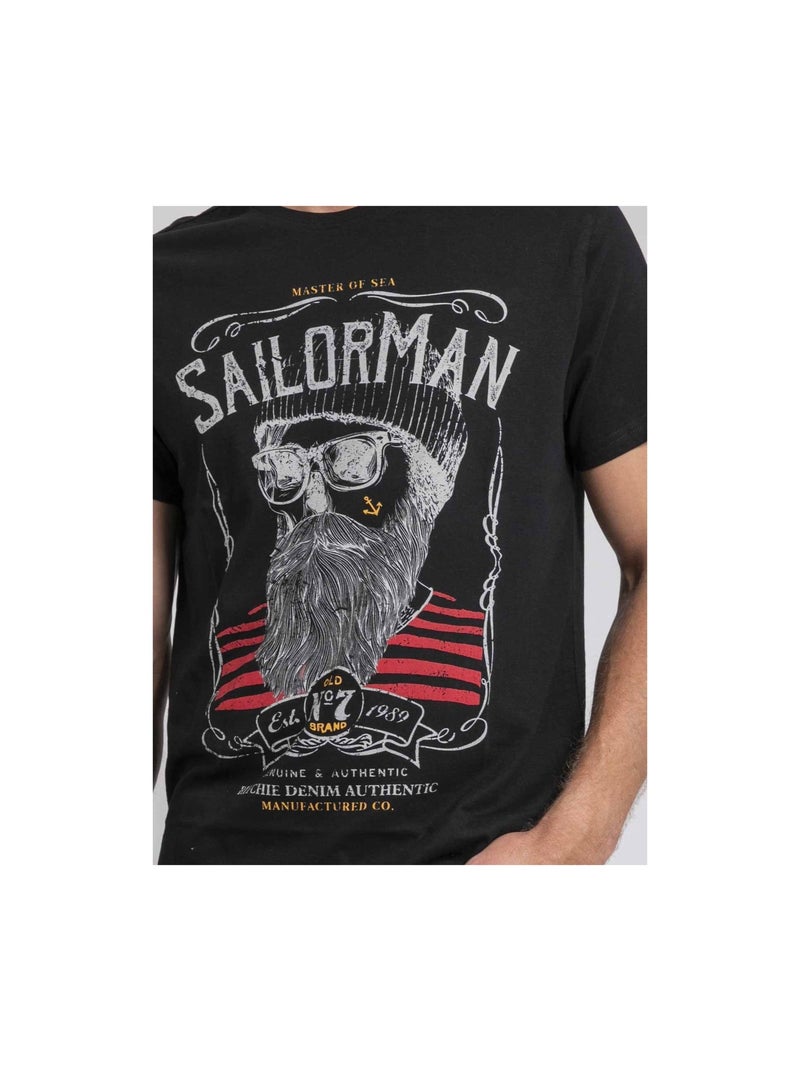 Jimartin t-shirt met ronde hals van puur katoen Zwart - Kiabi
