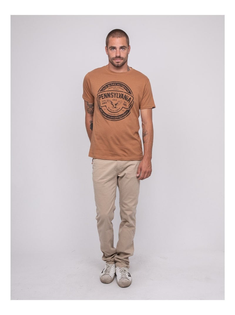 Jimitri bedrukt t-shirt met korte mouwen Caramelbruin - Kiabi