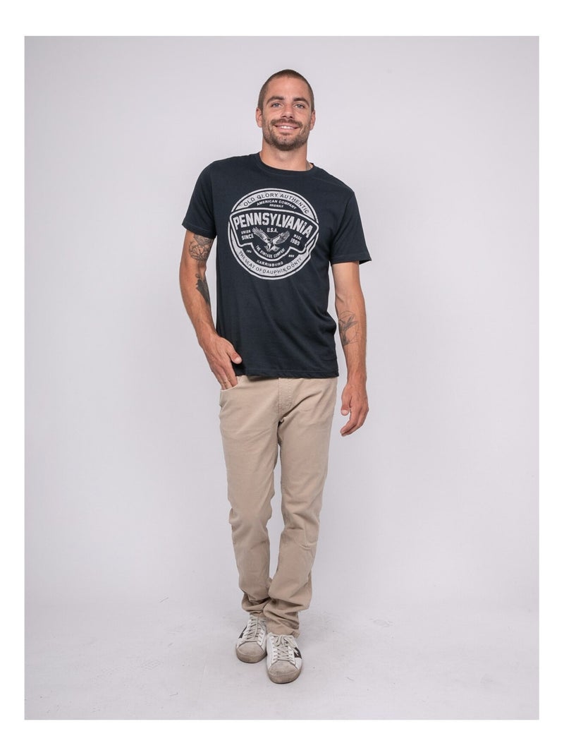 Jimitri bedrukt t-shirt met korte mouwen Marineblauw - Kiabi