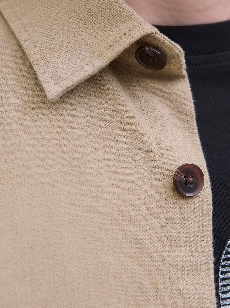 JJ Rebel | Relaxed-fit, katoenen overshirt Biege - Kiabi
