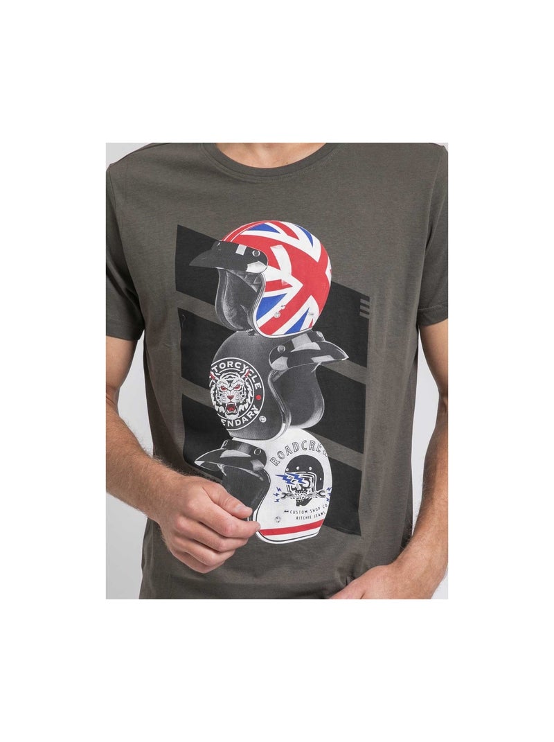 Joakim t-shirt met ronde hals van puur katoen Kaki - Kiabi