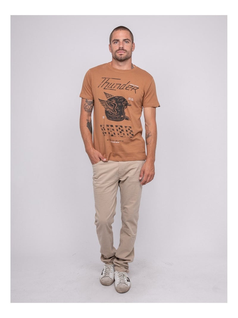 Joctogone bedrukt t-shirt met korte mouwen Bruin - Kiabi
