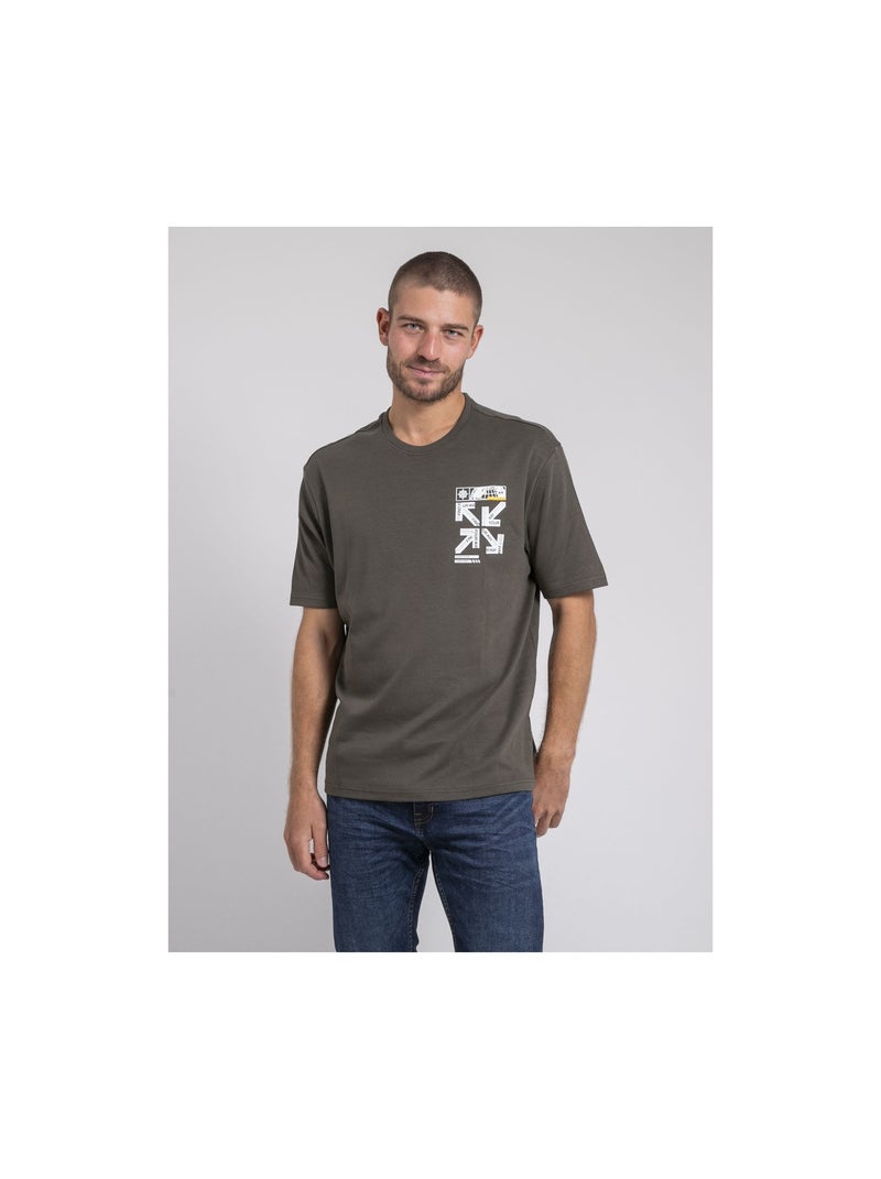 Joeden oversized t-shirt met ronde hals van puur katoen Kaki - Kiabi
