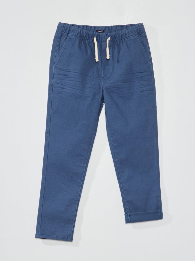 Jogg-broek van keperstof donkerblauw - Kiabi