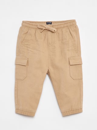 Jogg-broek van keperstof met zakken met klepje