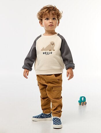 Jogg-broek van keperstof met zakken met klepje