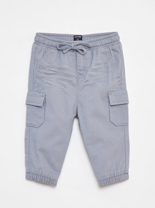 Jogg-broek van keperstof met zakken met klepje