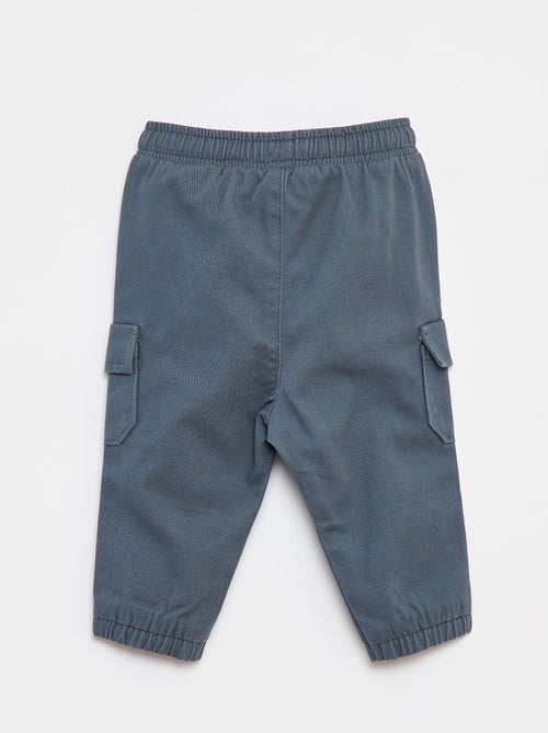 Jogg-broek van keperstof met zakken met klepje - Kiabi