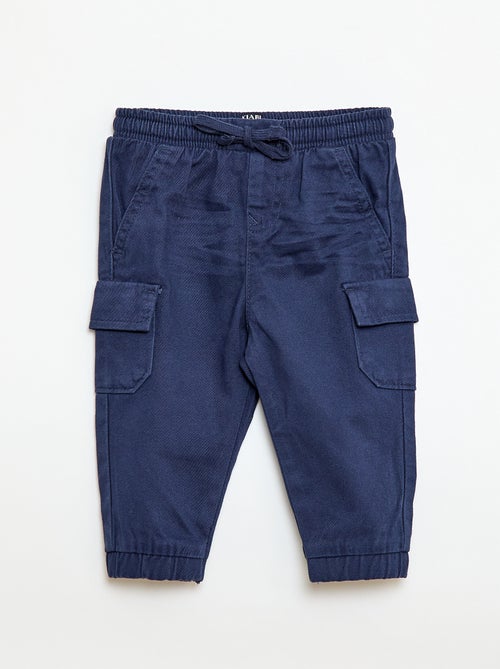 Jogg-broek van keperstof met zakken met klepje - Kiabi