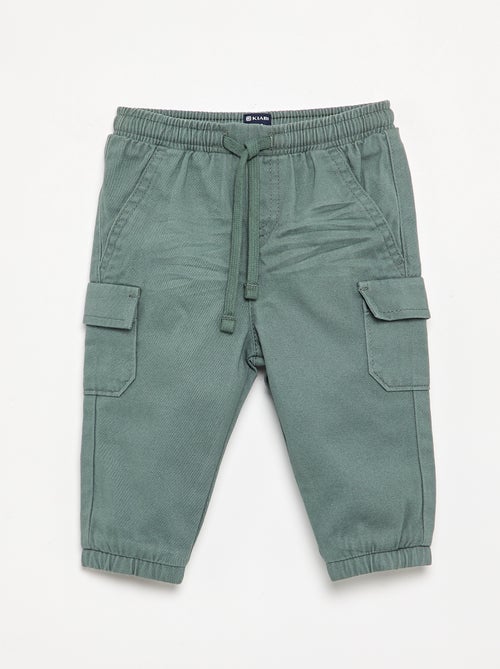 Jogg-broek van keperstof met zakken met klepje - Kiabi