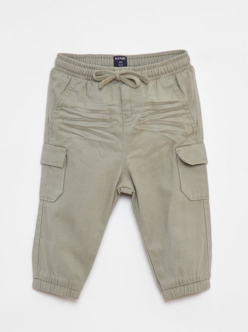 Jogg-broek van keperstof met zakken met klepje - Kiabi