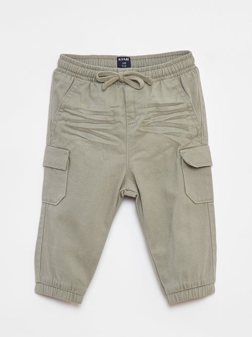 Jogg-broek van keperstof met zakken met klepje - Kiabi Jogg-broek van keperstof met zakken met klepje - Kiabi