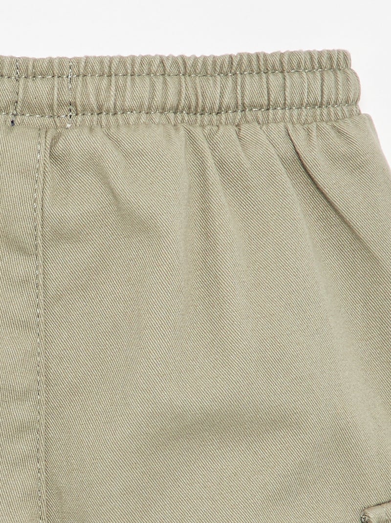 Jogg-broek van keperstof met zakken met klepje Kaki - Kiabi