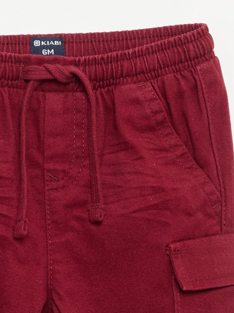 Jogg-broek van keperstof met zakken met klepje Rood - Kiabi