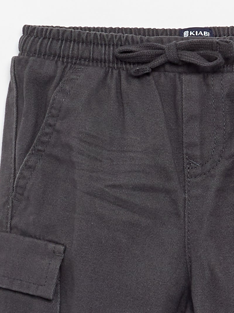 Jogg-broek van keperstof met zakken met klepje Zwart - Kiabi