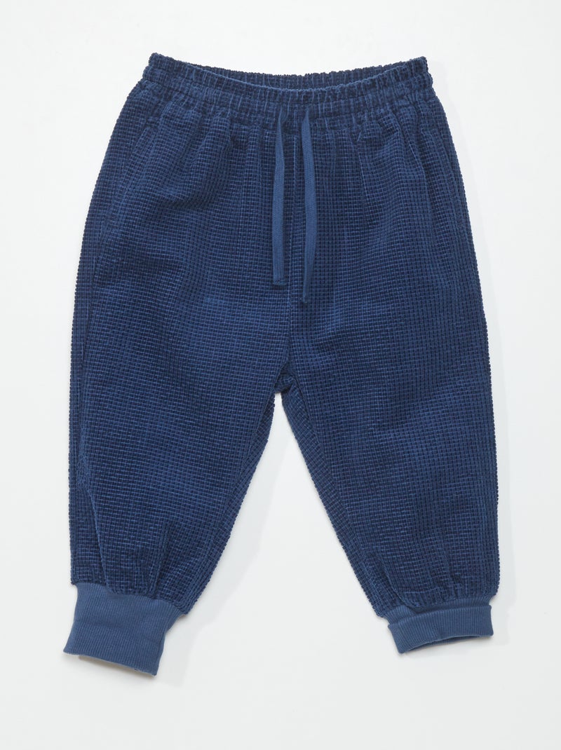 Jogg-broek van velours - Extra comfortabel donkerblauw - Kiabi
