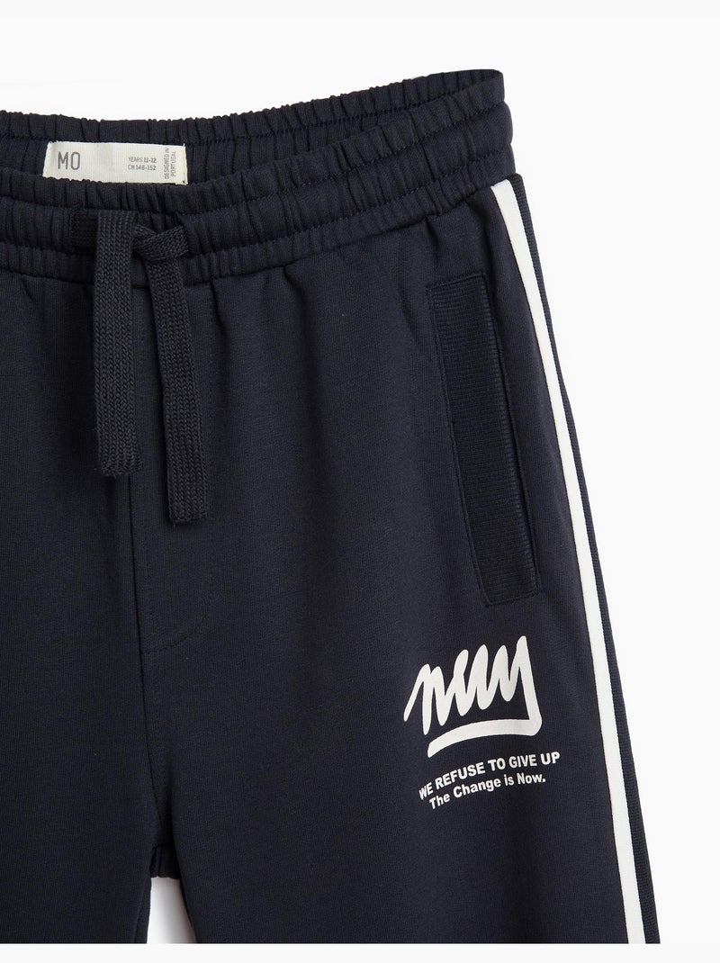 Joggerbroek in badstof, mo fashion Blauw - Kiabi