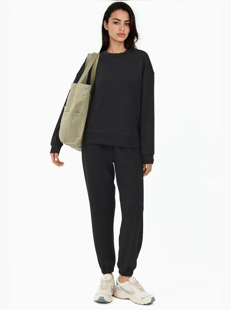 Joggerbroek met elastische taille en modale touch hiccup Zwart - Kiabi