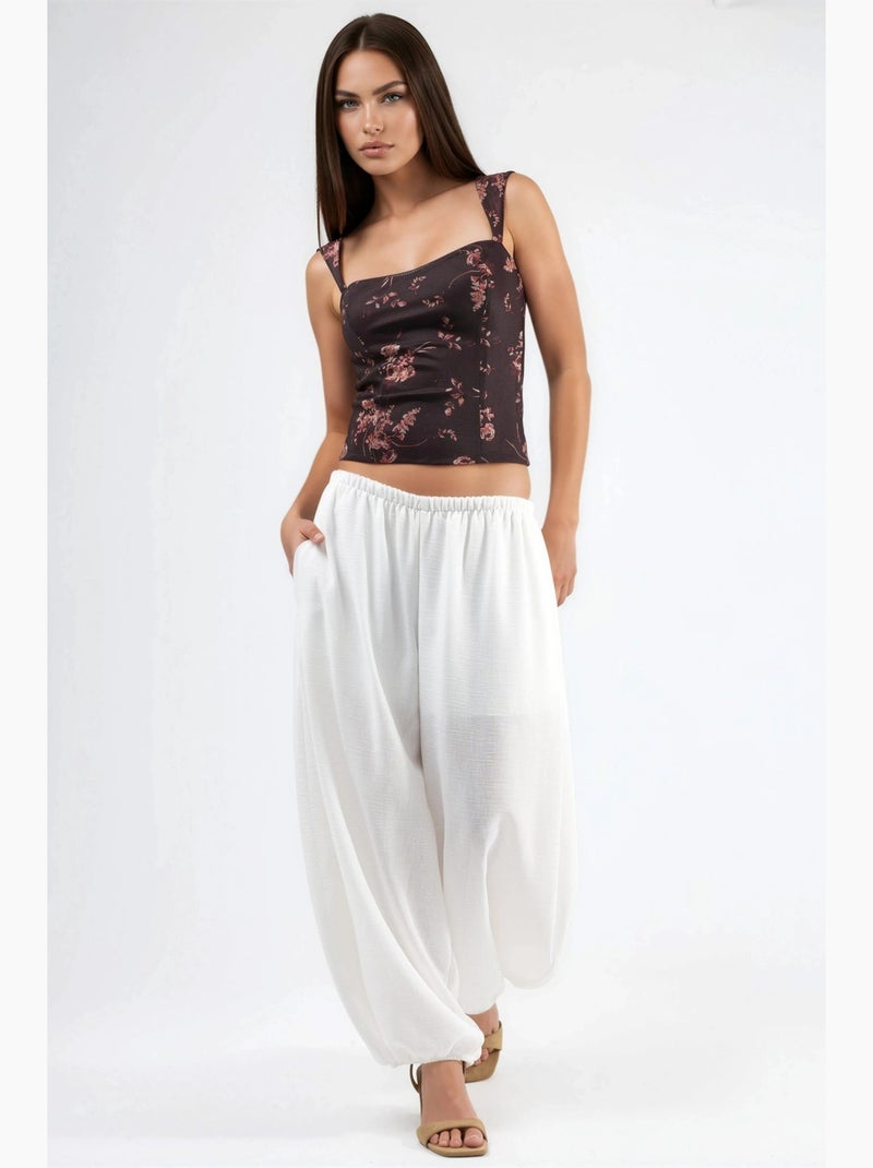 Joggerbroek met lage taille en baggy fit hiccup Wit - Kiabi