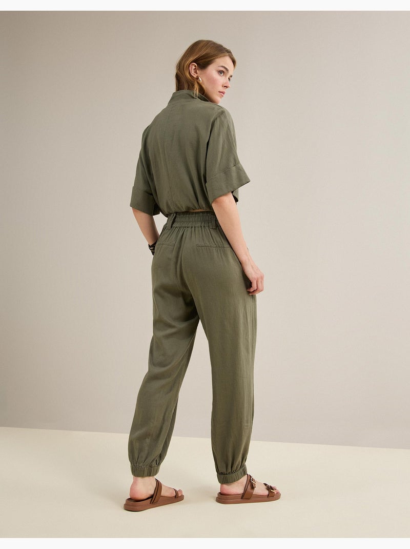 Joggers en lin, mo fashion Vert - Kiabi