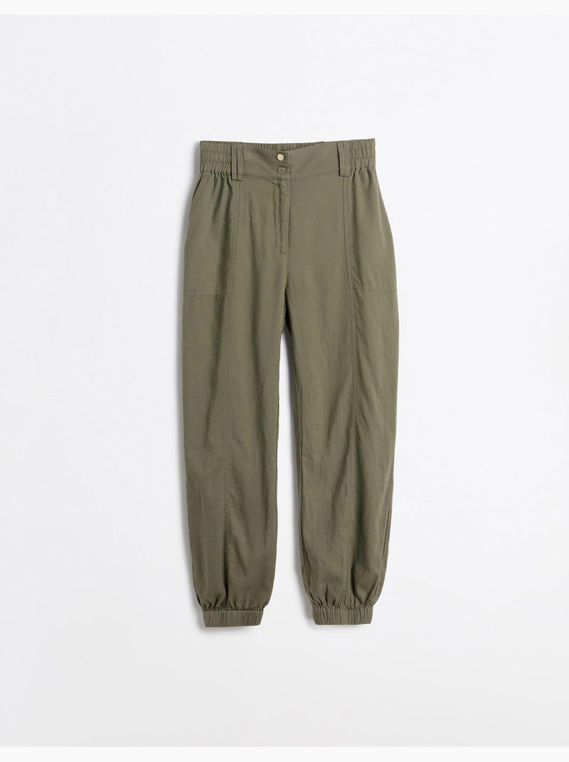 Joggers en lin, mo fashion Vert - Kiabi