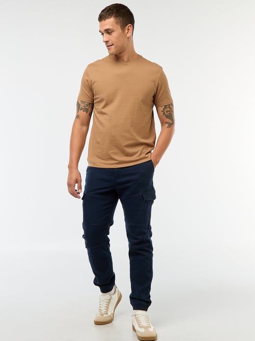 Jogging cargo uni en coton - Kiabi