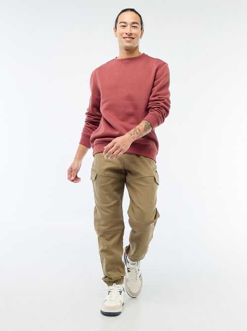 Jogging cargo uni en coton - Kiabi