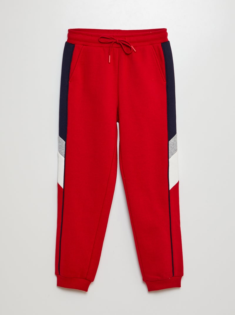 Jogging color-block en molleton Rouge - Kiabi