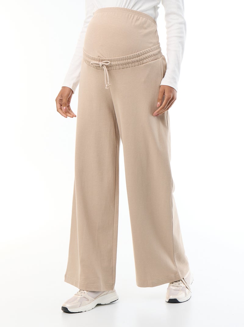 Jogging de maternité wide leg en french terry Beige - Kiabi