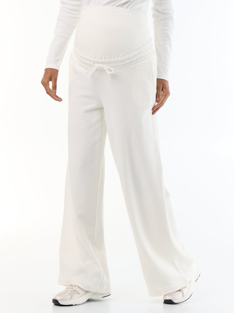Jogging de maternité wide leg en french terry Blanc - Kiabi