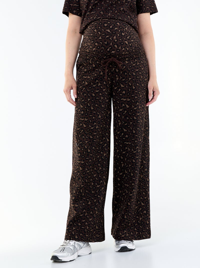 Jogging de maternité wide leg en french terry Marron - Kiabi