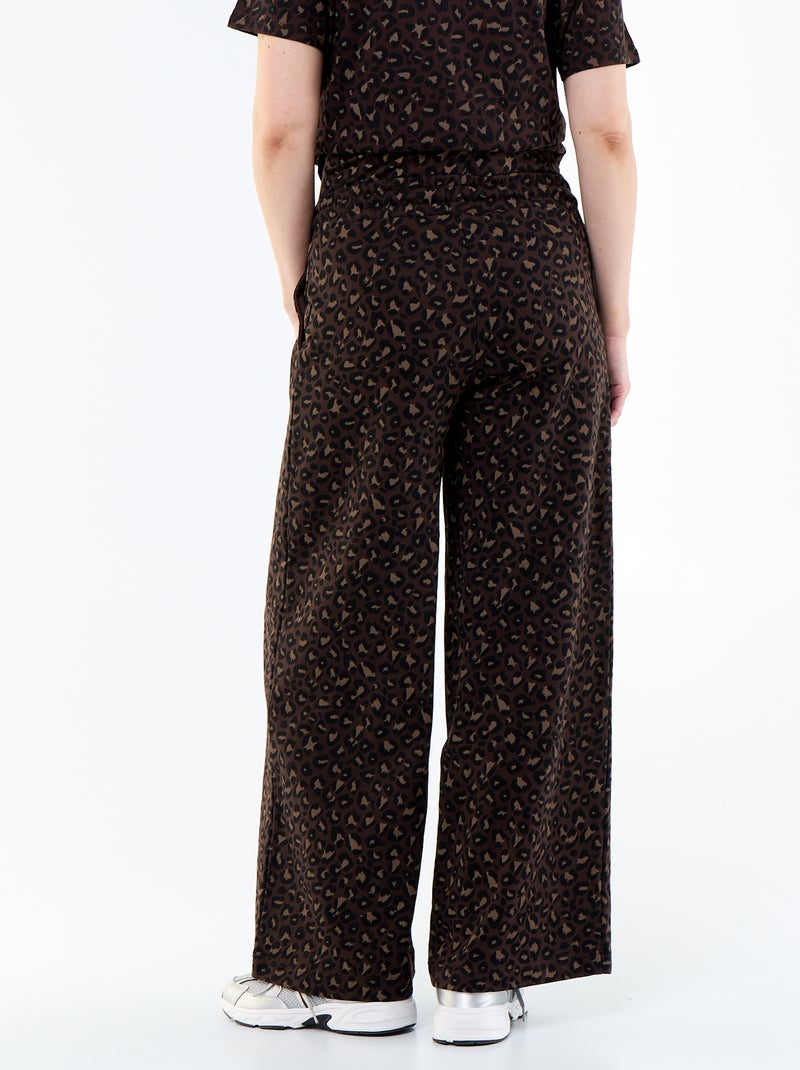 Jogging de maternité wide leg en french terry Marron - Kiabi